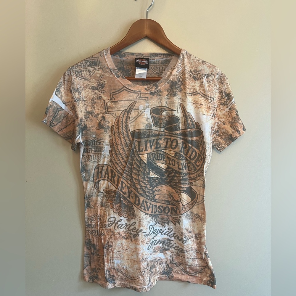 Women’s Harley-Davidson Graphic T-Shirt “Live to Ride” Jamaica Size Large